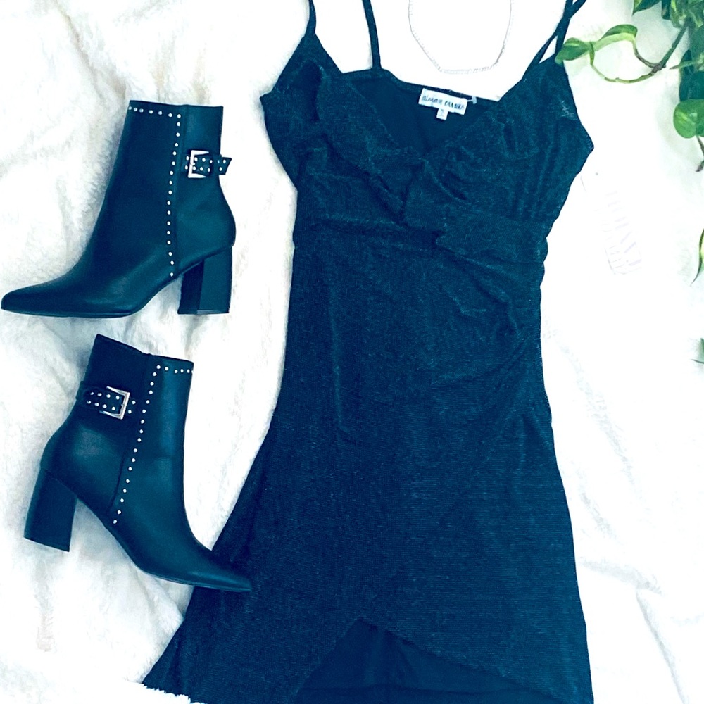 Draped Collar Slit Thigh Cami Dress